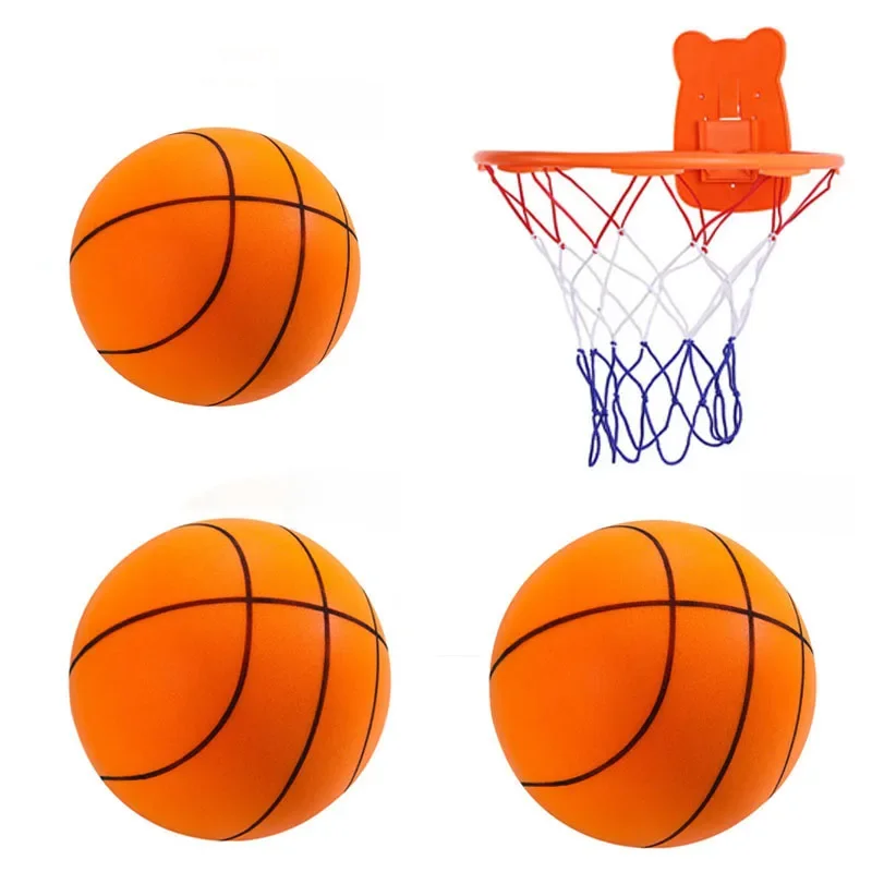 Cicha piłka do koszykówki cicha bez hałasu o dużej gęstości miękka pianka PU wyciskana piłka kryty wyciszenie odbijająca się koszykówka zabawki sportowe dla dzieci — zdjęcie 2