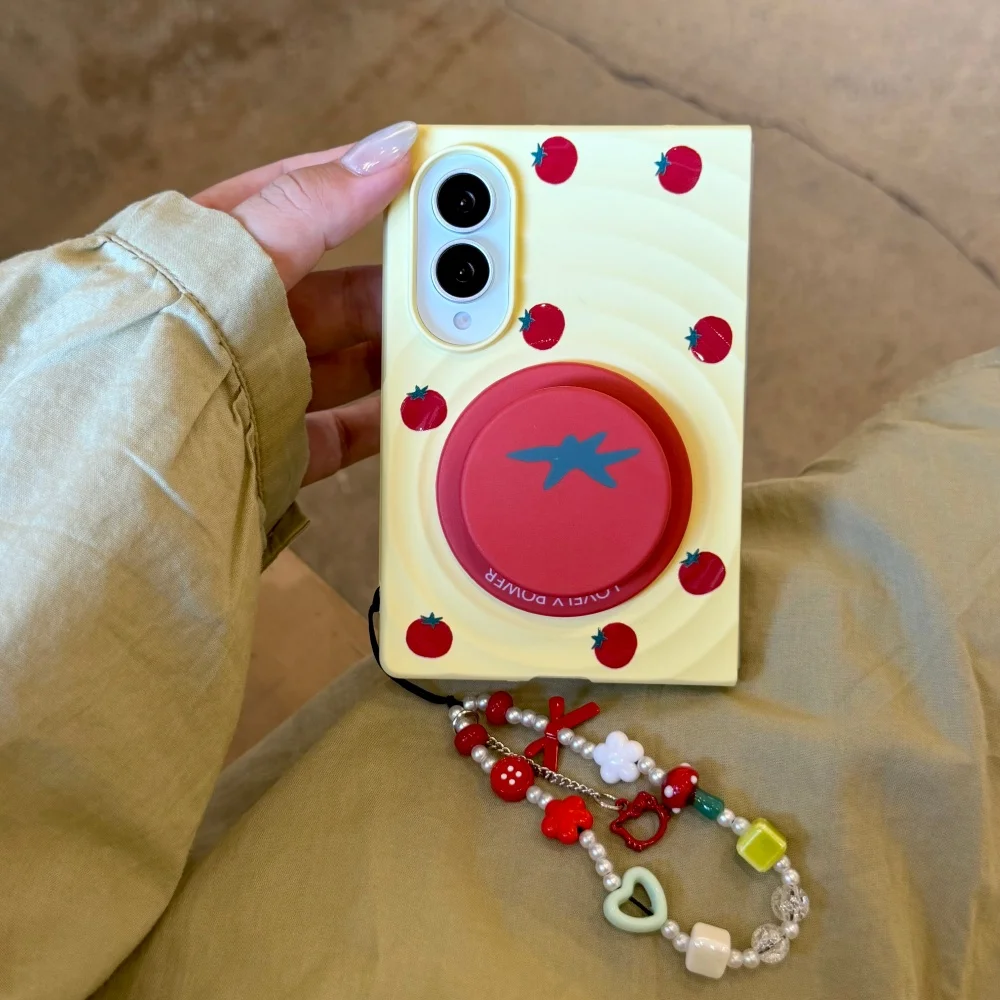 Korea Ins Sweet Tomato Magnetic Phone Case for Samsung Galaxy Z Fold 8 Z fold 8 with Magsafe Holder Fashion Cute Anti-fall Cover