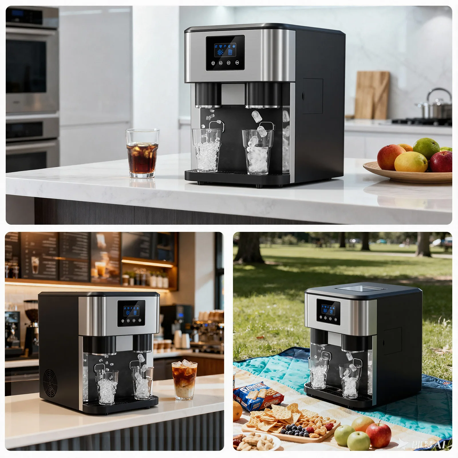 Water Dispenser with Ice Maker, 3-in-1 Countertop Water Dispenser, 33 LBS/24H, Fast Ice Making, Bullet/Crushed Ices & Cold-Water view 6