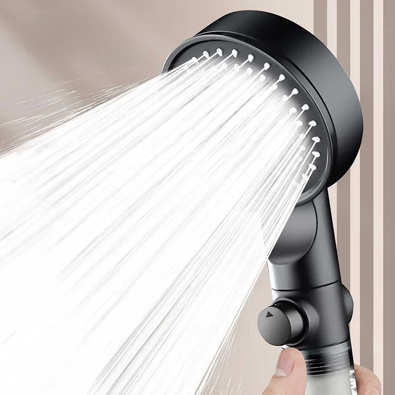 Pommeau de douche haute pression réglable avec filtre, économie d'eau, arrêt à une touche, buse de pulvérisation, maison, 5 modes