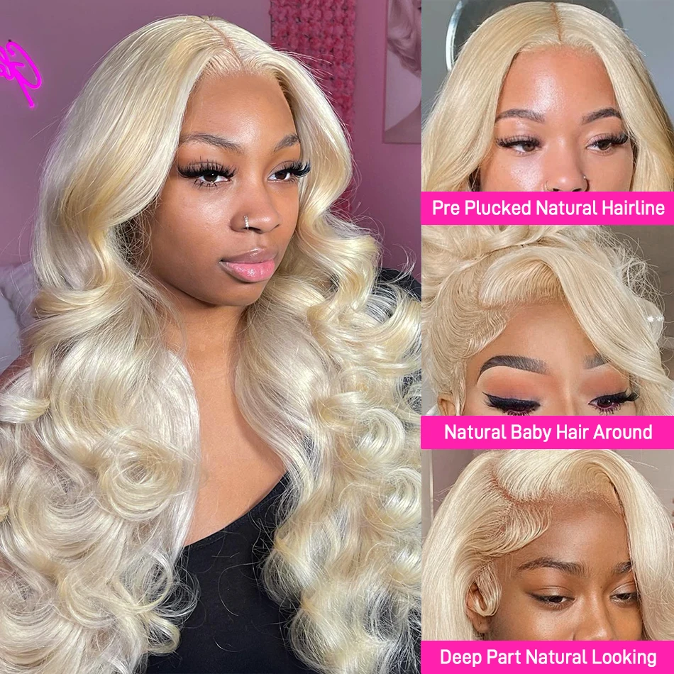 Perruque Lace Front Wig Body Wave Naturelle, Cheveux Humains, Couleur Blond Miel 613, 13x6, 613, pour Femme