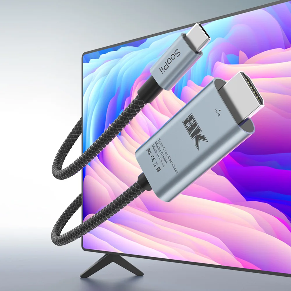 Soopii USB C Type to HDMI 2.1 8K TV Connection Mirroring Cable CH86A