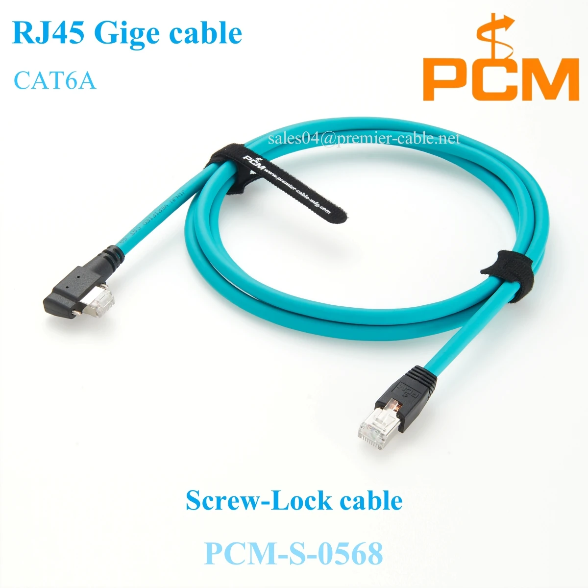 RJ45 CAT6A GigE Ethernet Cable with Screw Locking RJ45 Male to Right Angle Male 10G Gigabit Shield Snagless PoE Patch Cord