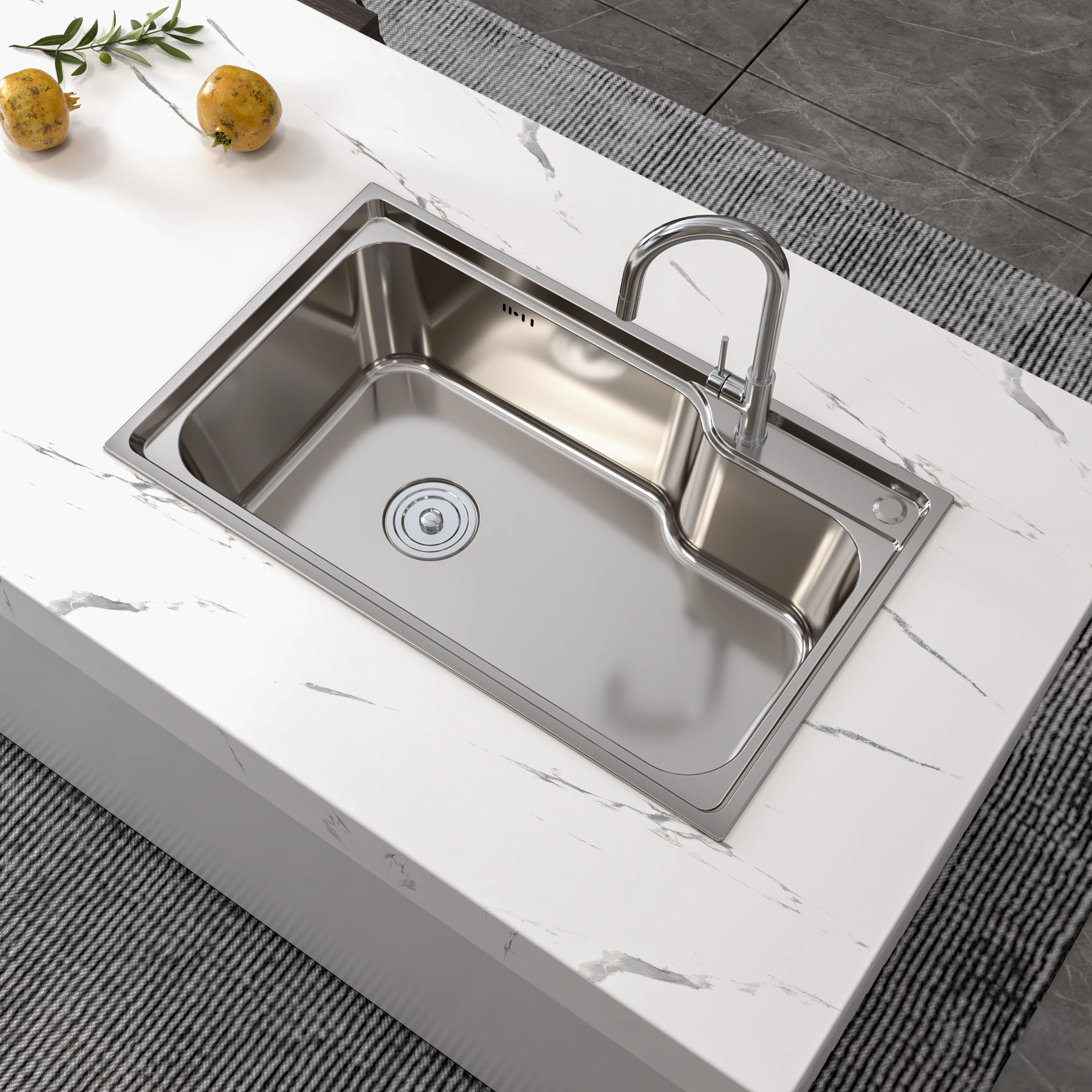 MEJE 50/75 CM Stainless Steel Kitchen Sink Single Bowl  With  Strainer,Retractable Drain Basket