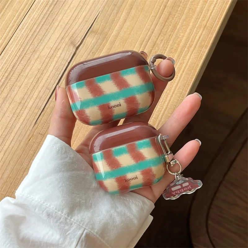 Winter Plaid Pattern Earphone Case For Apple Airpods 4 3 2 1 Pro Cover Silicone Headset Charging Cases For Airpod Pro2 Cute Capa