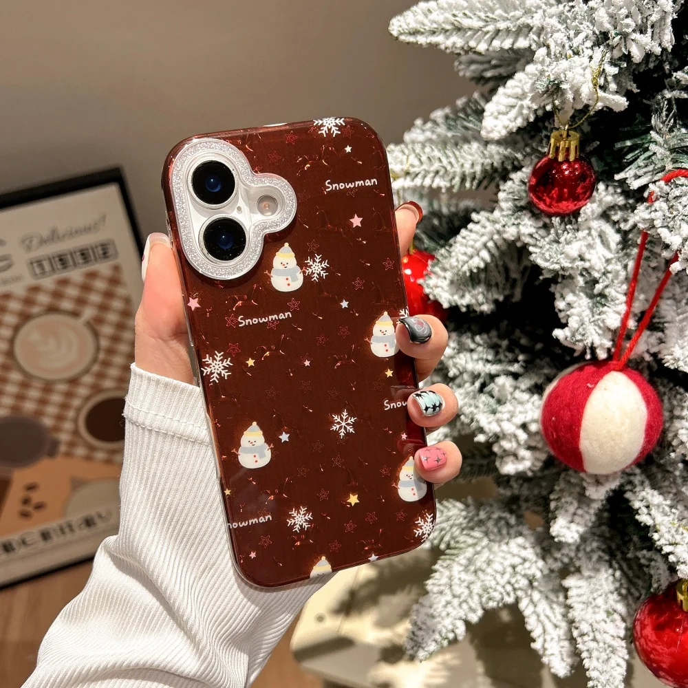 

Cute snowflake star snowman mobile phone case, suitable for iPhone 17/14/15/16 Pro, new holiday shockproof protective case