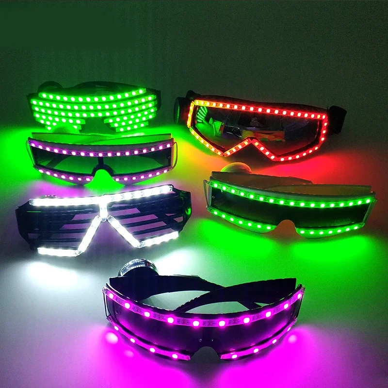 Okulary elektroniczne futurystyczne, świecące, nowatorskie okulary DJ, okulary cyberpunkowe, rekwizyty do cosplayu, rekwizyty do występów tanecznych — zdjęcie 2