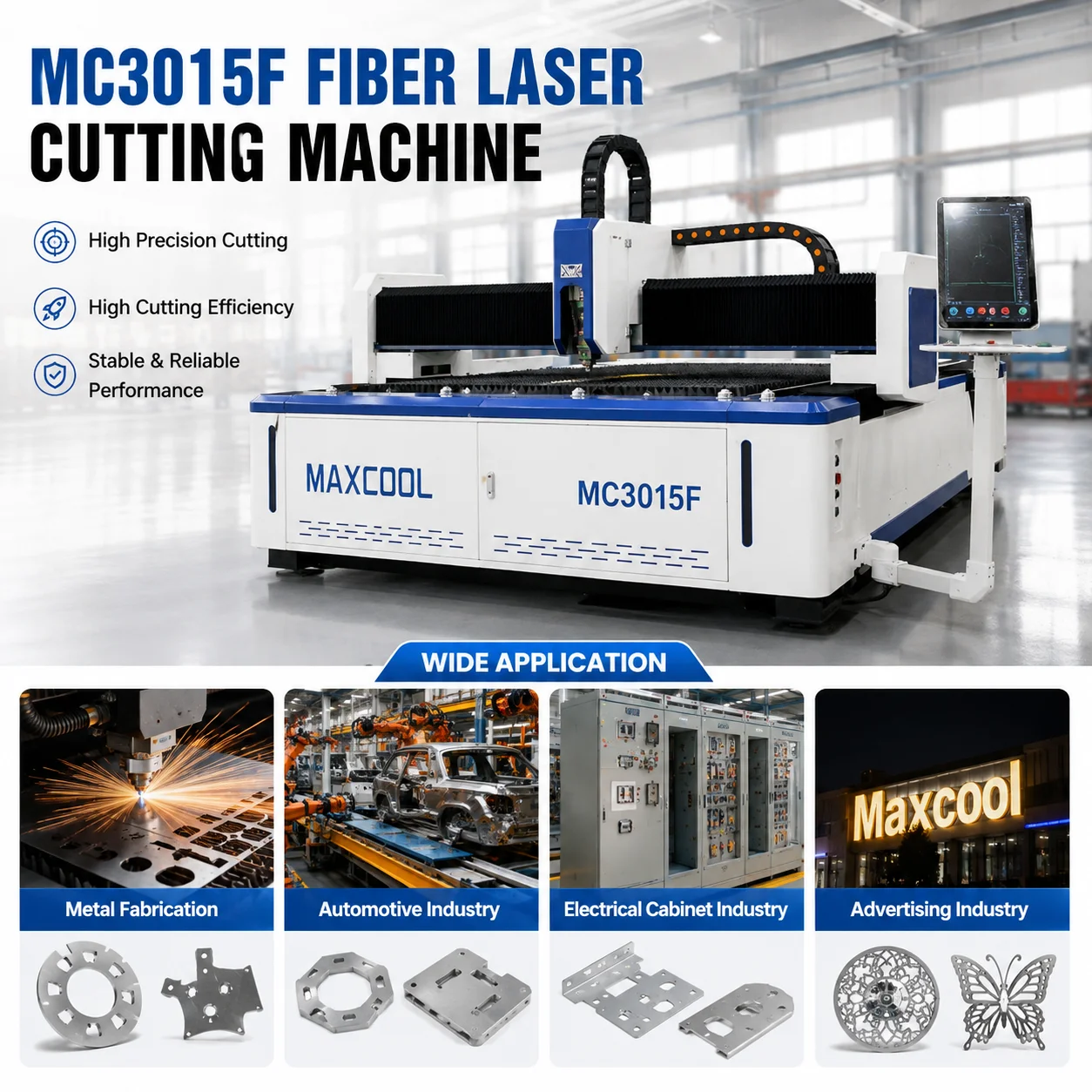 Industrial Laser Cutter - Heavy Duty MC3015F Fiber Laser Cutting
