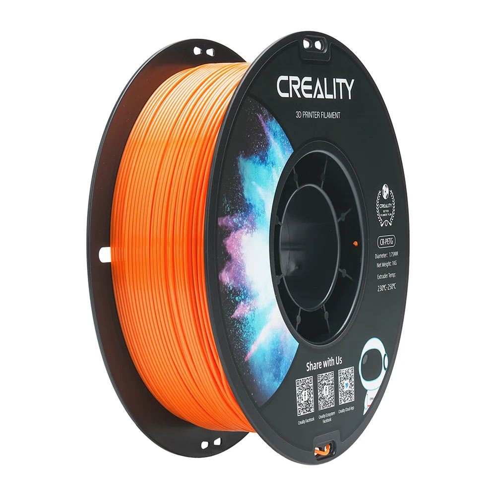Creality CR-PETG 3D Printer Filament 1.75mm Diameter 1KG 3D Print Consumable Material Extruder Temperature: 230°C-250°C Orange