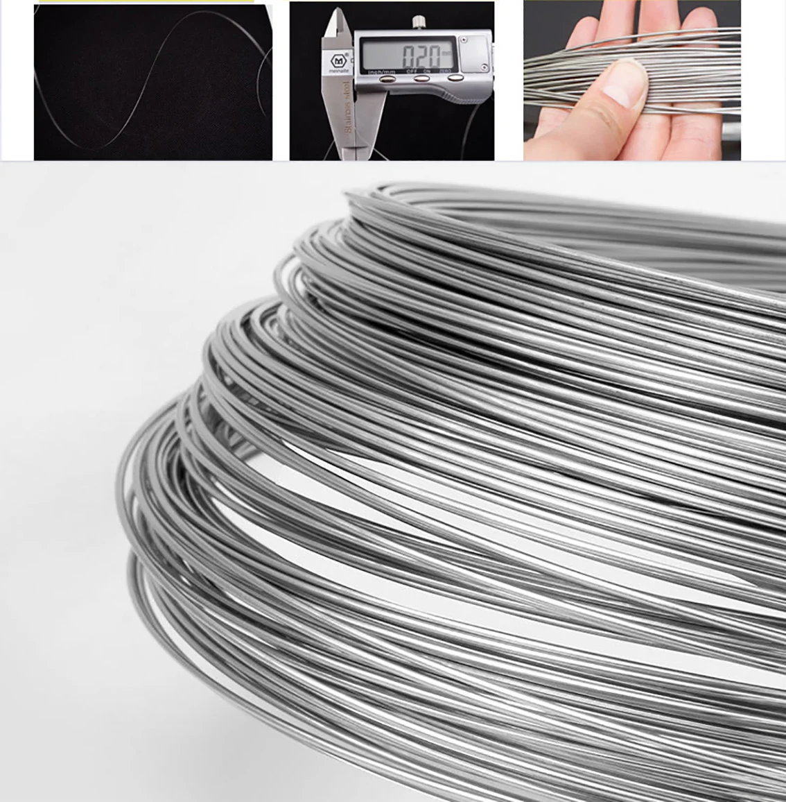 304 Stainless Steel Spring Wire Hard Wire 1mm/1.2mm/1.5mm/2mm//2.5mm/3mm Steel Wire Rope Handmade DIY