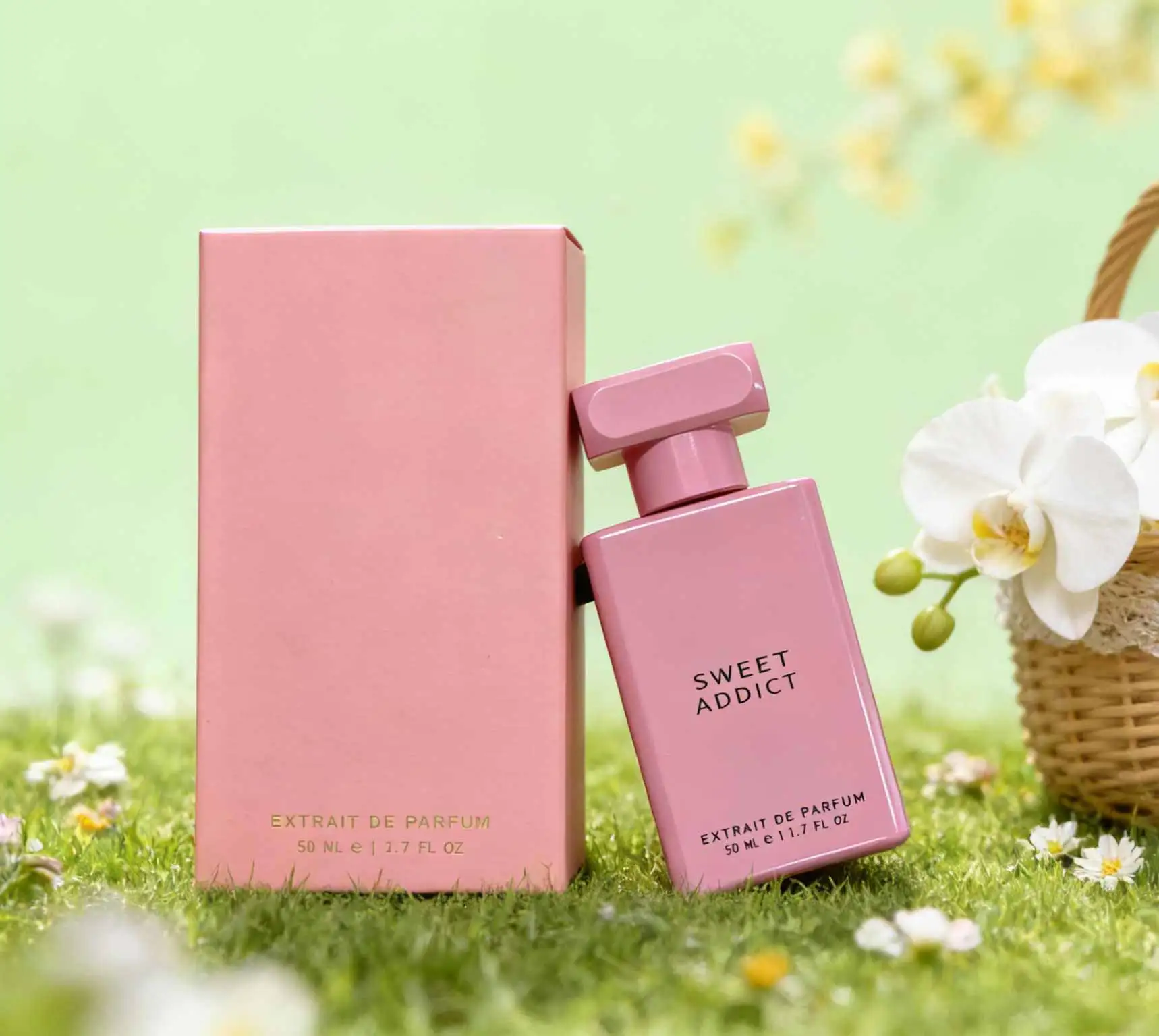 Sweet Addict perfume, powder mixed bottle body, fresh citrus opening, fragrant rose jasmine interwoven with the dense sweetness of cotton jelly, lasting fragrance, suitable for dating and commuting
