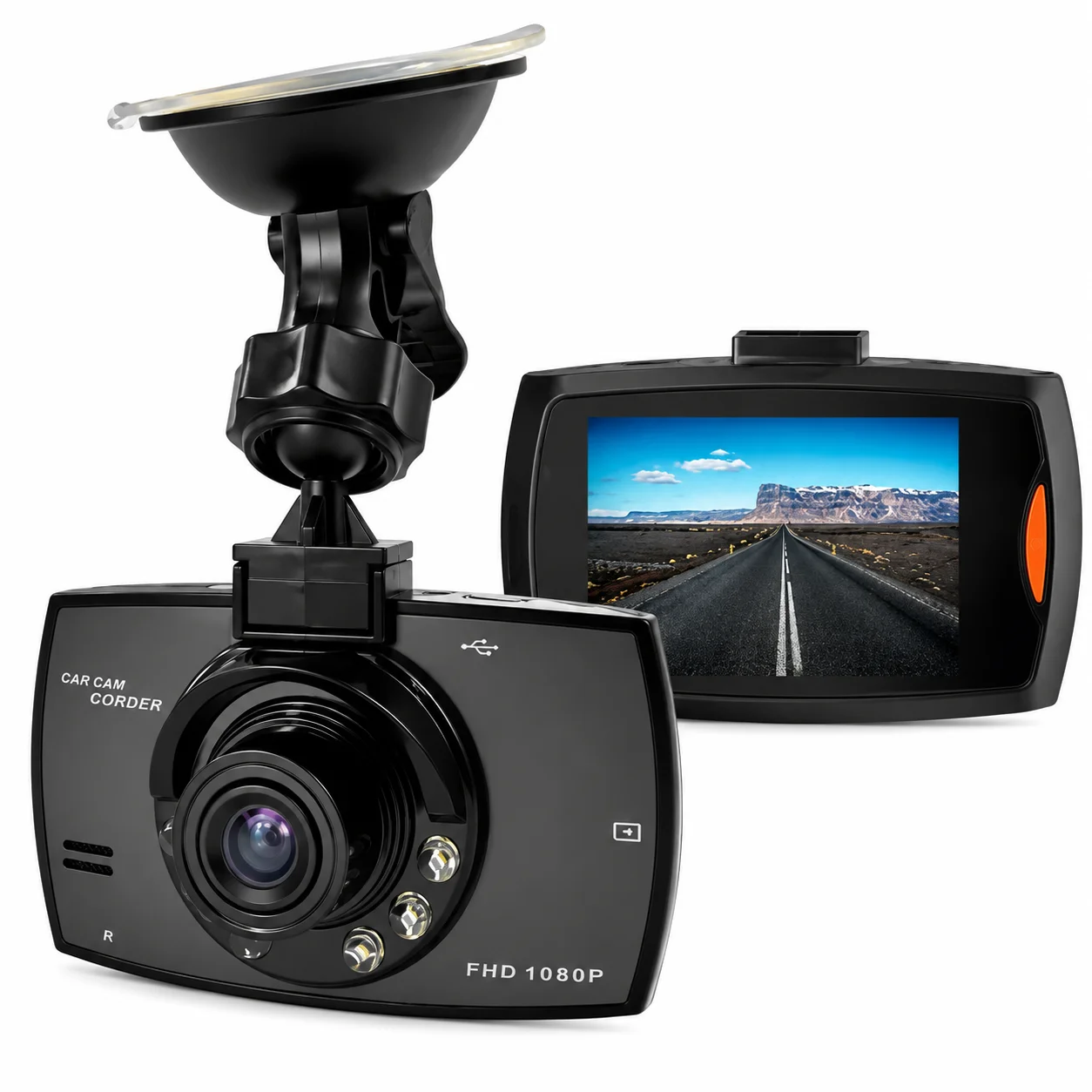Telecamera per auto Full HD 1080P, 120 ° visione notturna grandangolare, videoregistratore da 2,7 pollici