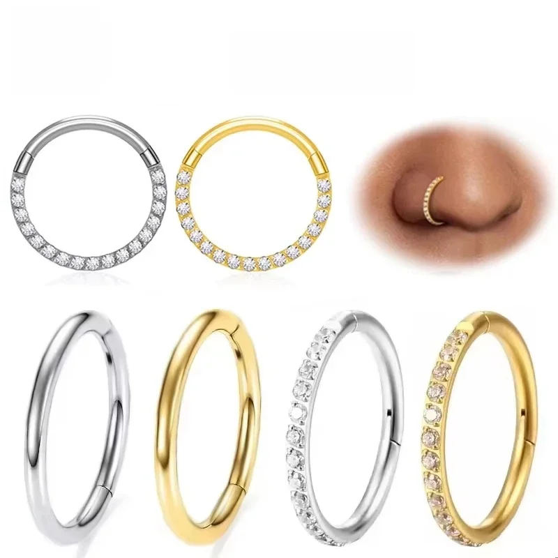 1/10 Stuks G23 Titanium 14G/16G/18G Neuspiercings Scharnierende Segment oorkraakbeen Tragus Oorbellen Hoops Septum Clicker Piercing Sieraden - afbeelding 2