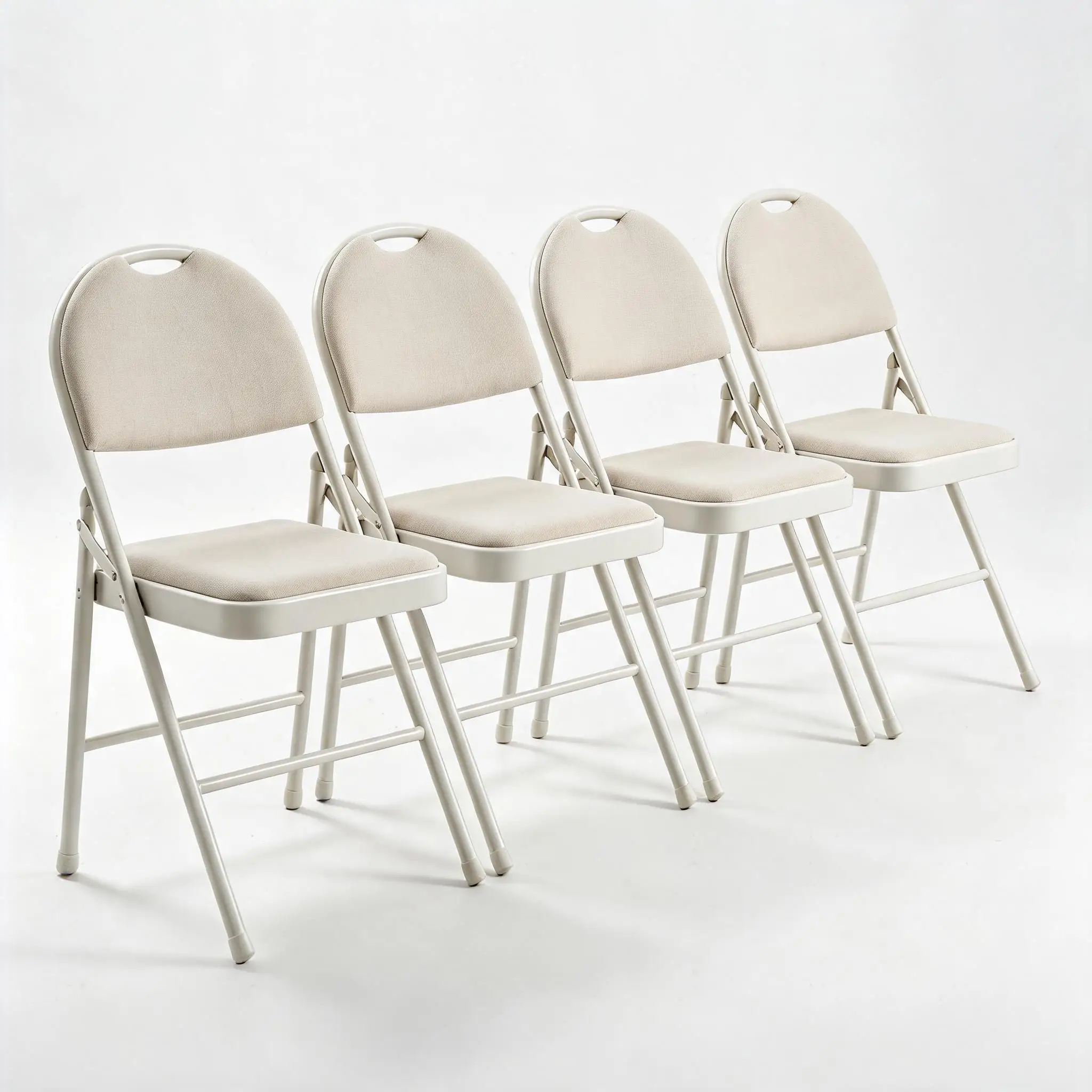 One-of-a-kind 4-piece high-back folding chair set, linen, black-gray, folding chair for living room, balcony, parties, and camping