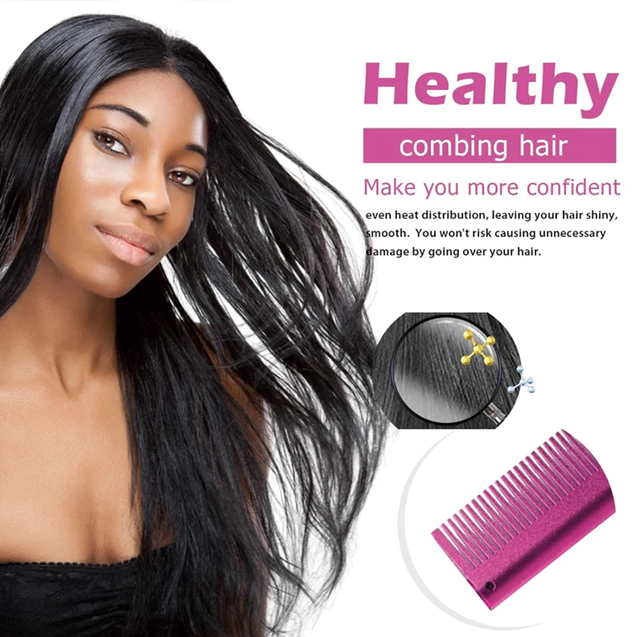 GOIPLE 2 in 1 Electric Heat Comb Hot Hair Straightener Curling Iron for Wigs and Hair Styling Tools beginner Hair Extension Kit