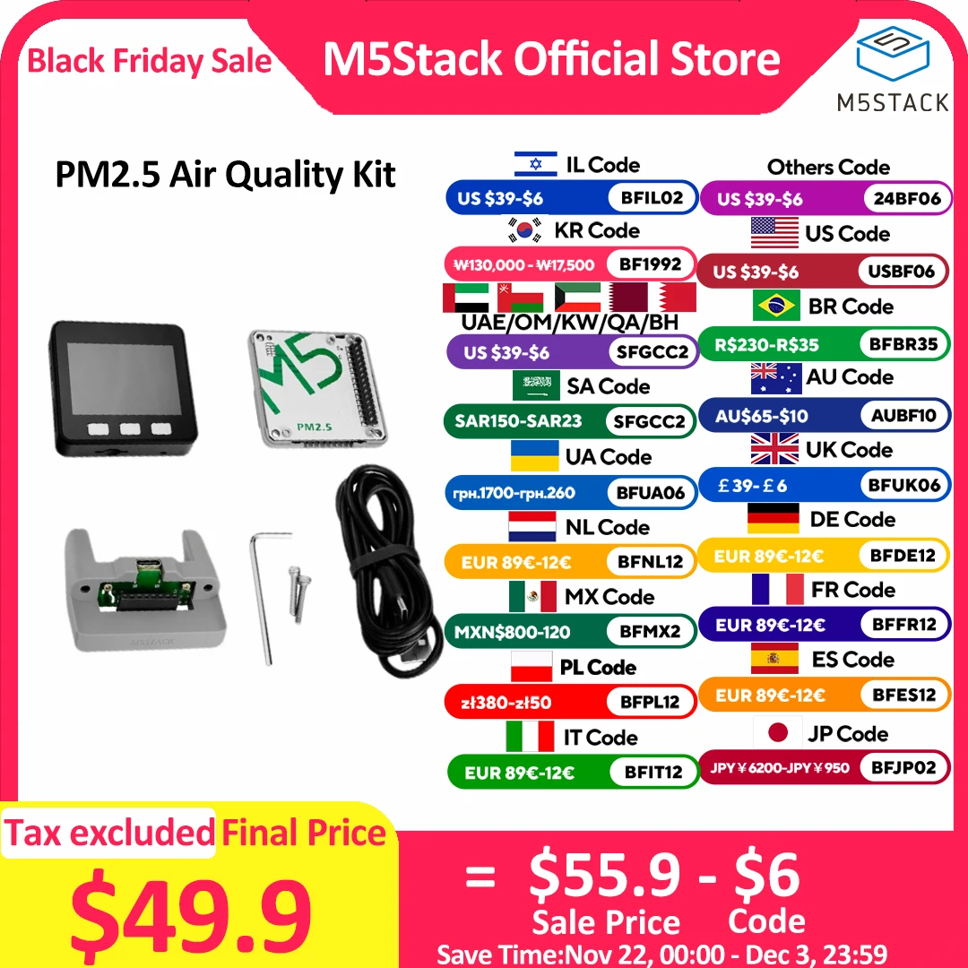 M5Stack Official PM2.5 Air Quality Kit (PMSA003 + SHT30)