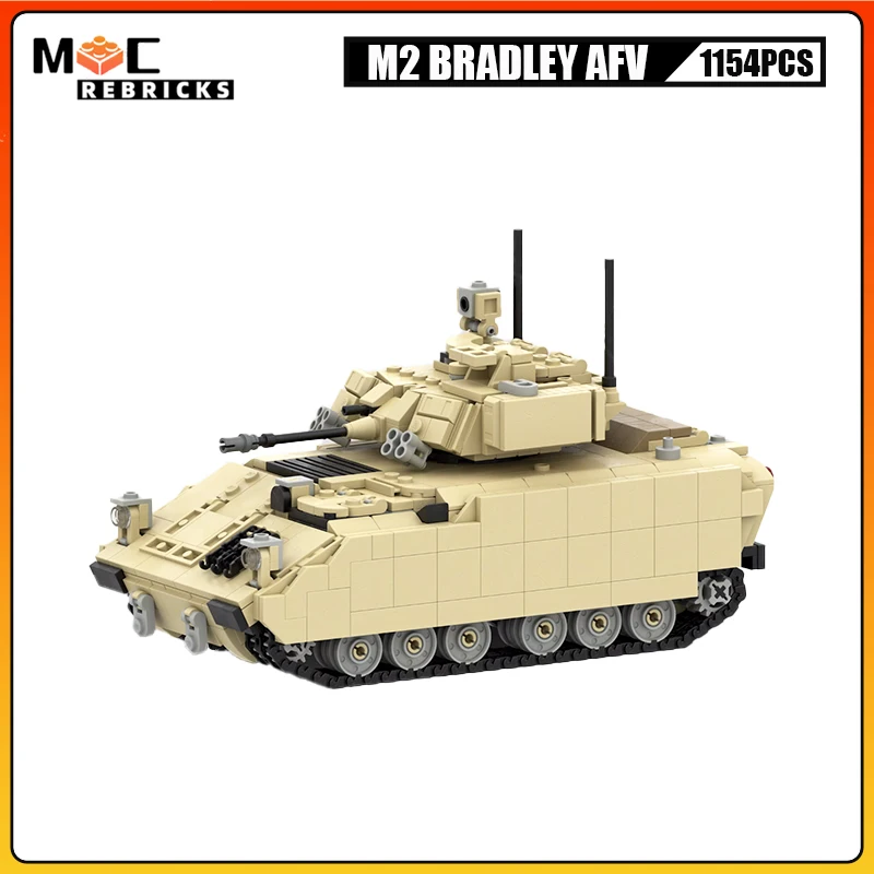 World War II Classic Series M2 AFV Tank Military Vehicles Assembling Bricks Military Weapon Model Kid's Puzzle Educational Toys