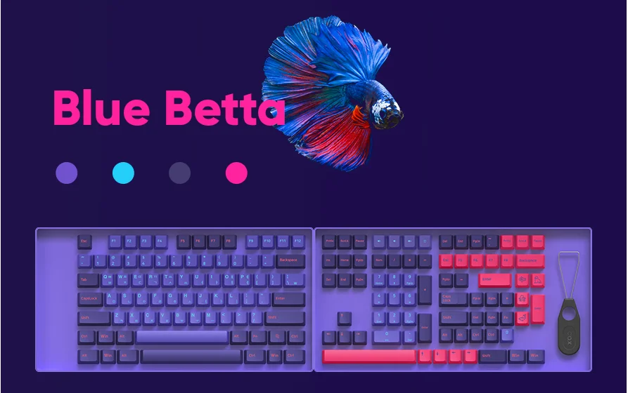 COX CX157 PBT This Color injection keycap tray set (Blue Betta)