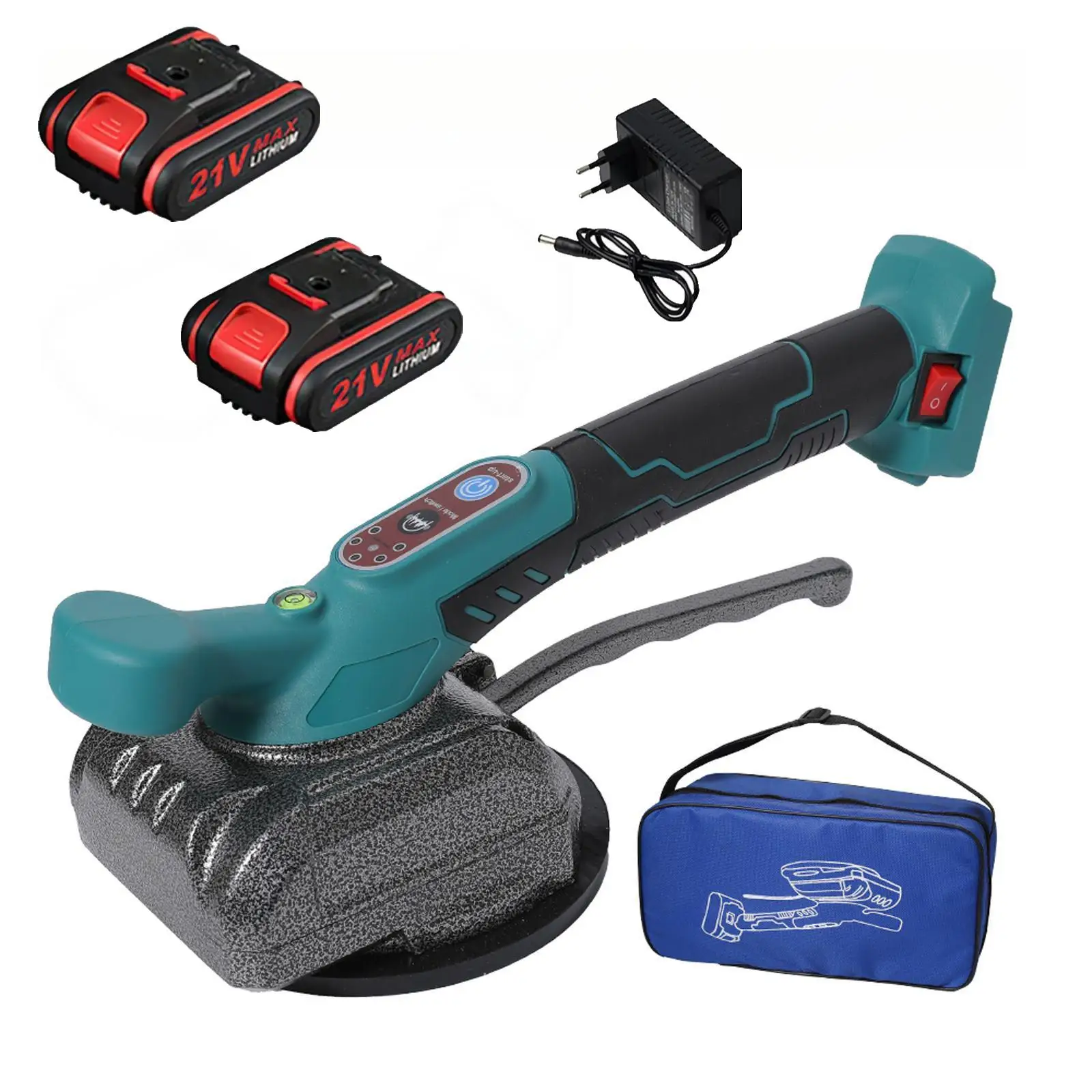 Máquina de Colocación de Azulejos Inalámbrica con Ventosa de 200 kg, 5 Velocidades, Llana Eléctrica, 2 Baterías de 21V, Herramienta Vibradora Automática para Colocación de Azulejos