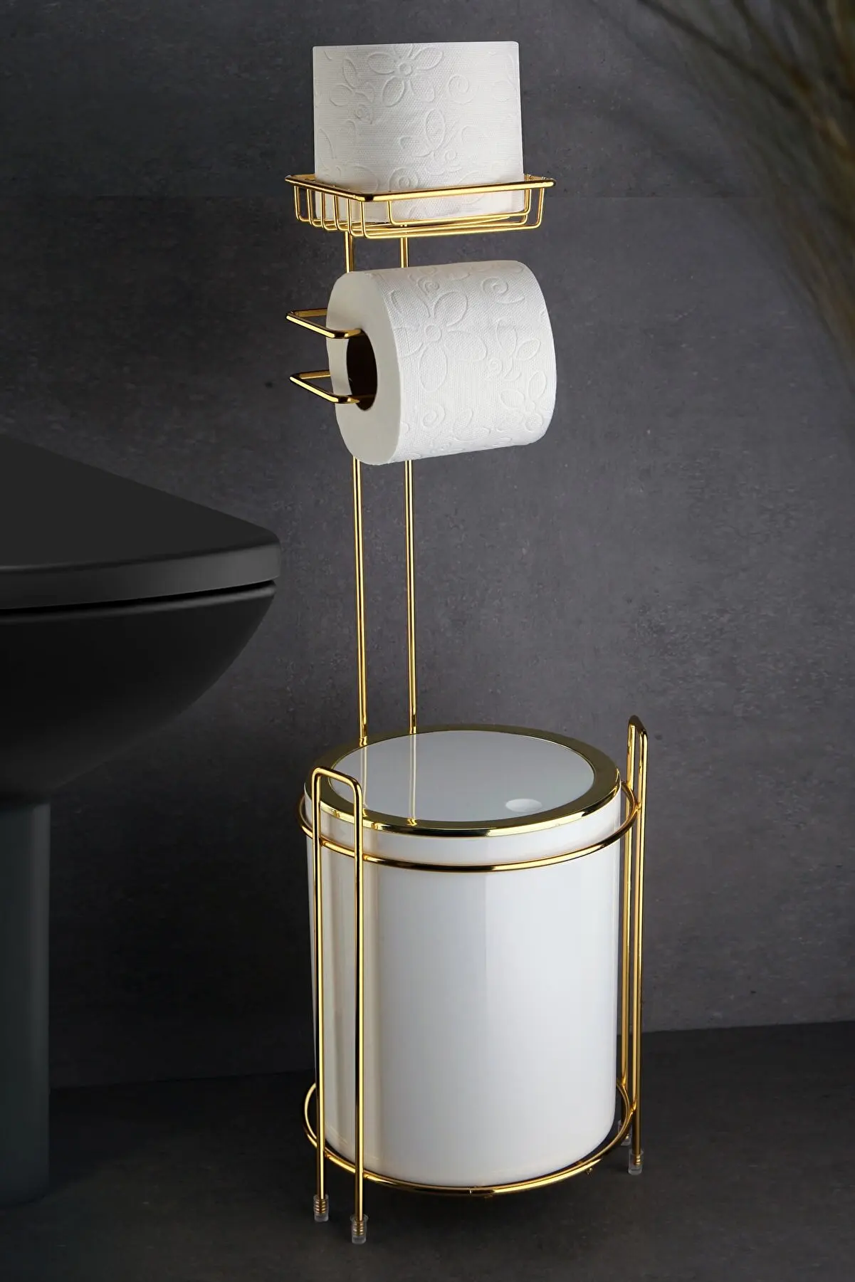 Spare Wc Paper Holder and Round Trash Bin 60X20 Size Telephone Toilet Paper Holder Home Decoration Bathroom Accessories Set