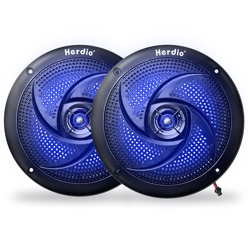 

Herdio 4 Inch Marine Speakers 80W Waterproof 2 Way Slim Weather Resistant with LED Lights for Boat RV ATV Golf Cart (1 Pair)