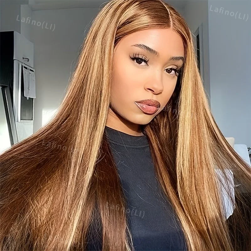 4/27 Ombre Bone Straight 13x6 Hd Lace Frontal Wig Highlight Colored 13x4 Transparent Lace Front Human Hair Wigs Preplucked