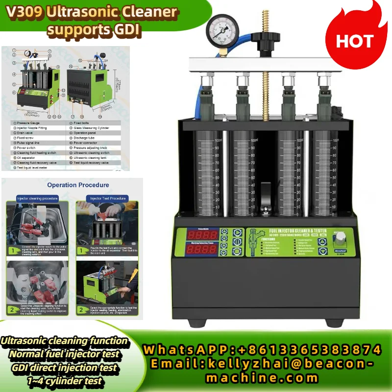 

Машина для производства маяков V308, цилиндр Gdi, очиститель автомобильных топливных форсунок высокого давления, тестер для очистки форсунок