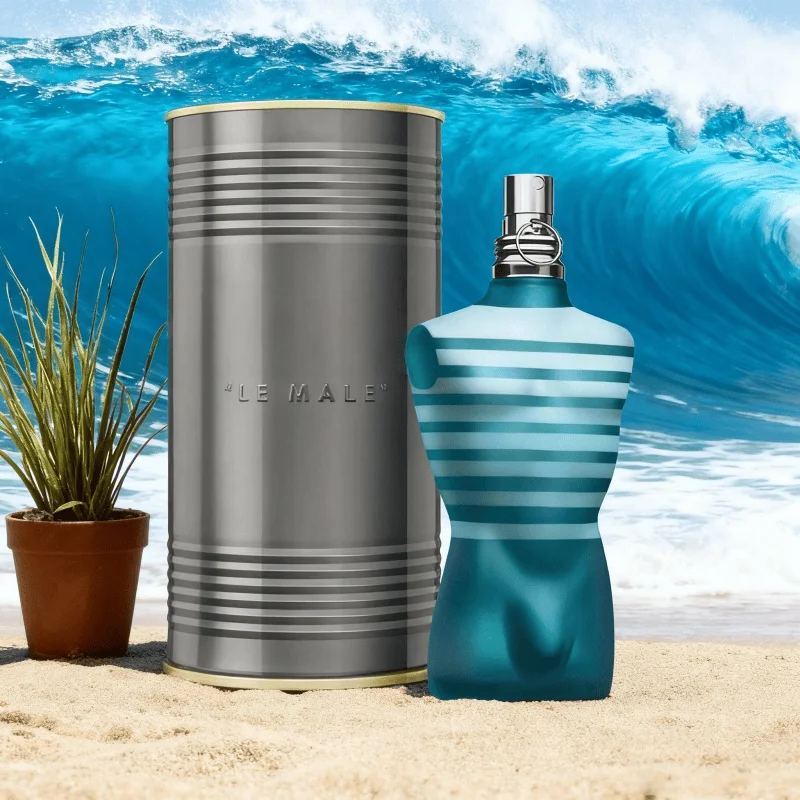 JeanPaul Gaultier Le Male Men's Perfume Long-Lasting Freshness, Blue Stripe Edition with Crisp Summer Notes light perfume