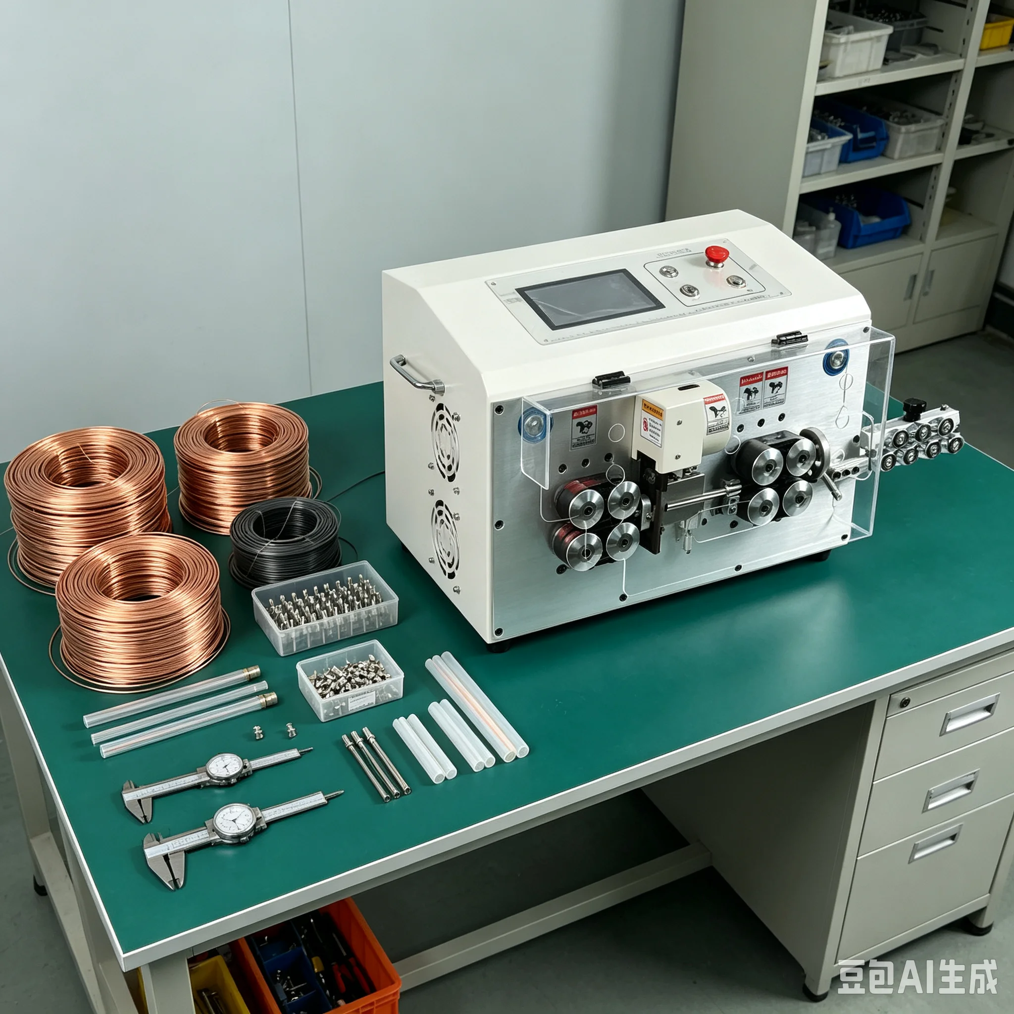 SWT-608-YHT5 High Speed ​​Round Sheath Inner and Outer Double Wire Stripping Machine 8 Wheels Touch Screen Control 850W 220V