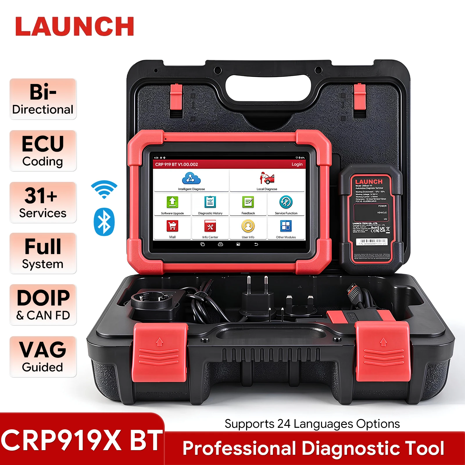 LAUNCH X431 CRP919X BT OBD2 Scanner Bidirectional Diagnostic Tool ECU Coding 31+ Service Functions Bluetooth Auto Scan Tool