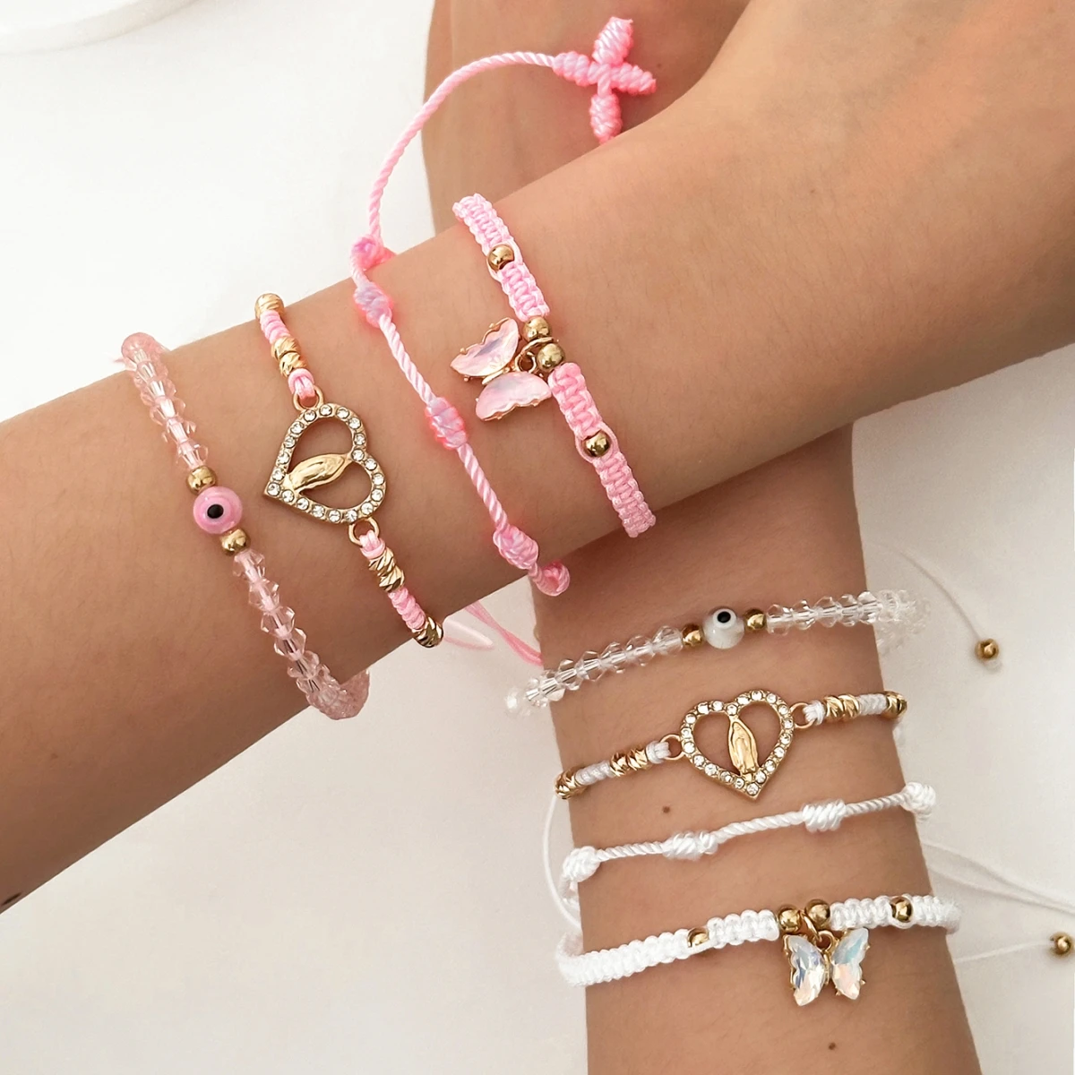 4 Stücke Mexikanische Armbänder Jungfrau Maria San Judas Armband Für Frauen Mädchen Rote Schnur Bösen blick Grüne Perlen Fußkettchen Schmuck Geschenk