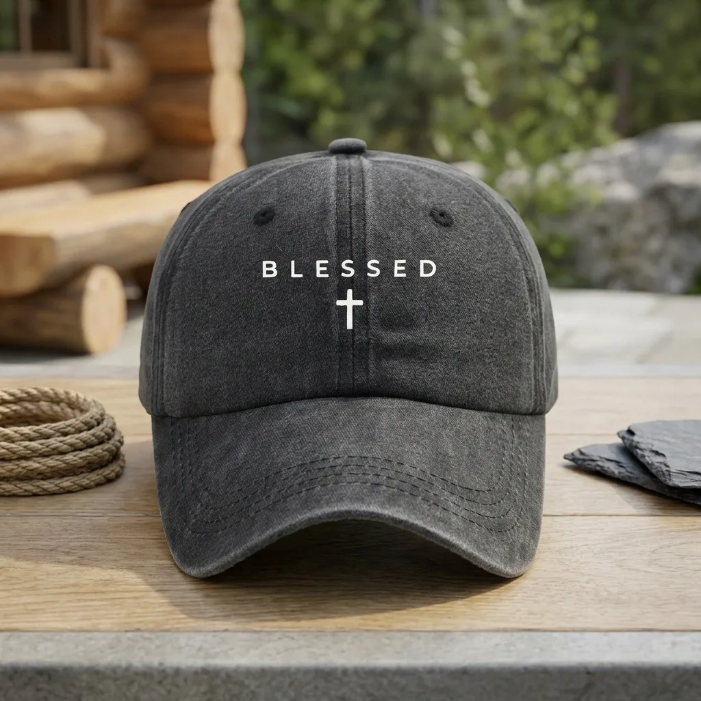 1 Unisex Fashionable Printed Cross Baseball Cap | Classic Vintage Washed Lightweight Curved Brim, Ideal for Casual Wear, Daily