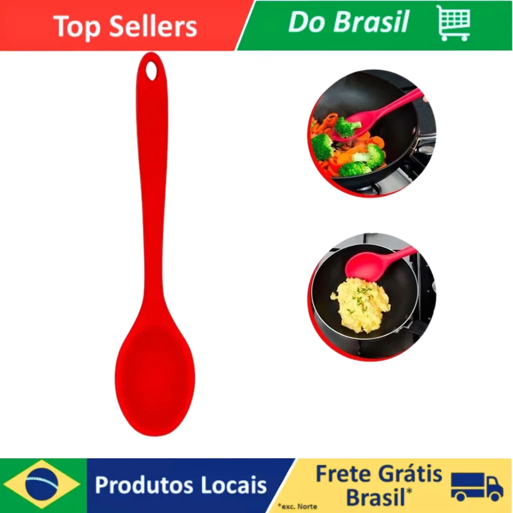 Colher de Silicone Vermelha – Utensílio de Cozinha