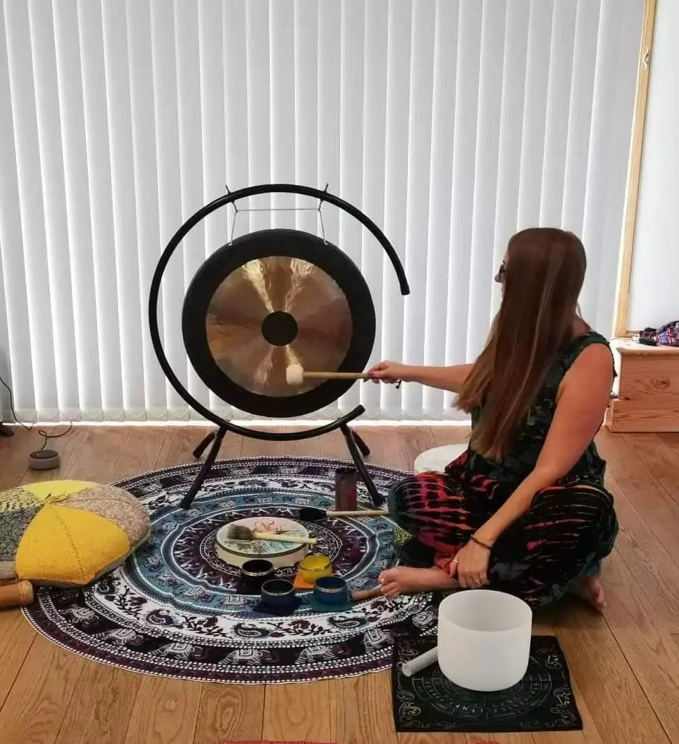 

Arborea Sound Healing Gongs-12"-28" Bronze Chau Gong with C Type Stand & free wood mallet for Yoga and Therapy