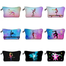 Design originale ginnastica ritmica stampa borsa cosmetica moda scuola insegnante regalo borsa per il trucco femminile viaggio articoli da toeletta organizzatore