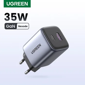 UGREEN GaN 35W USB 충전기, 아이폰 15, 14, 13 프로, 삼성, 샤오미, 아이패드 프로, USB C 고속 충전기, PD3.0, QC3.0