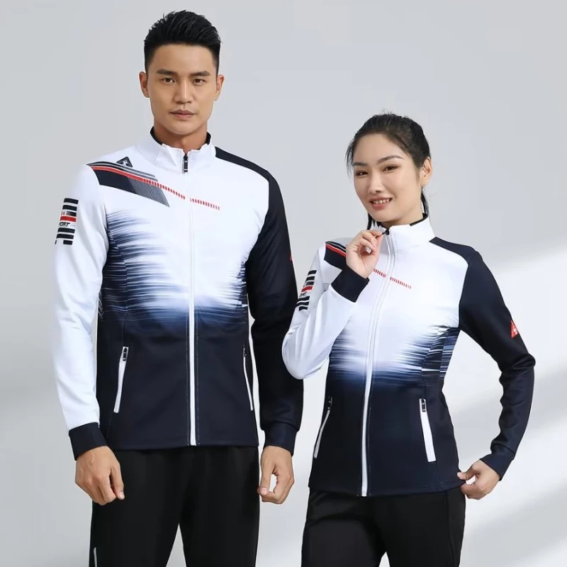 

Women Training Jacket Volleyball Badminton 3DPrint Running Coat for Men Long Sleeves Table Tennis Game Customize