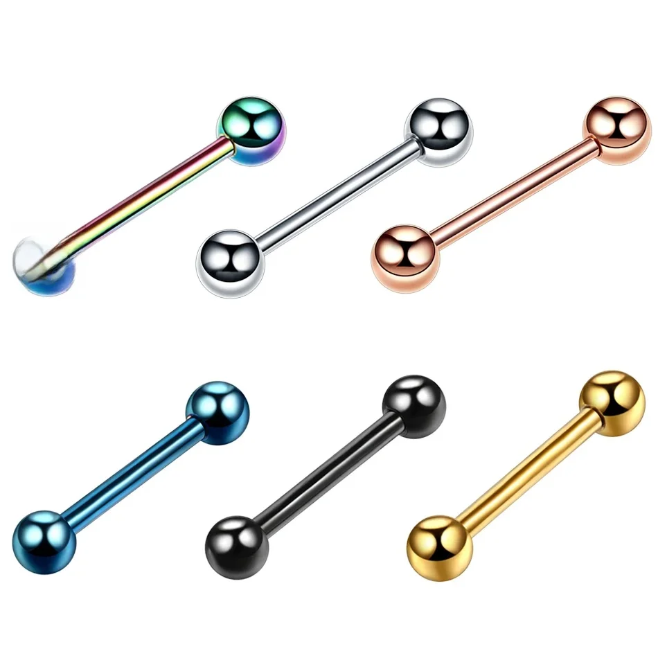 1PC Titan Eloxierte Zunge Ringe Piercing Bunte Zunge Barbell Ringe Edelstahl Nippel Barbell Körper Mode Schmuck