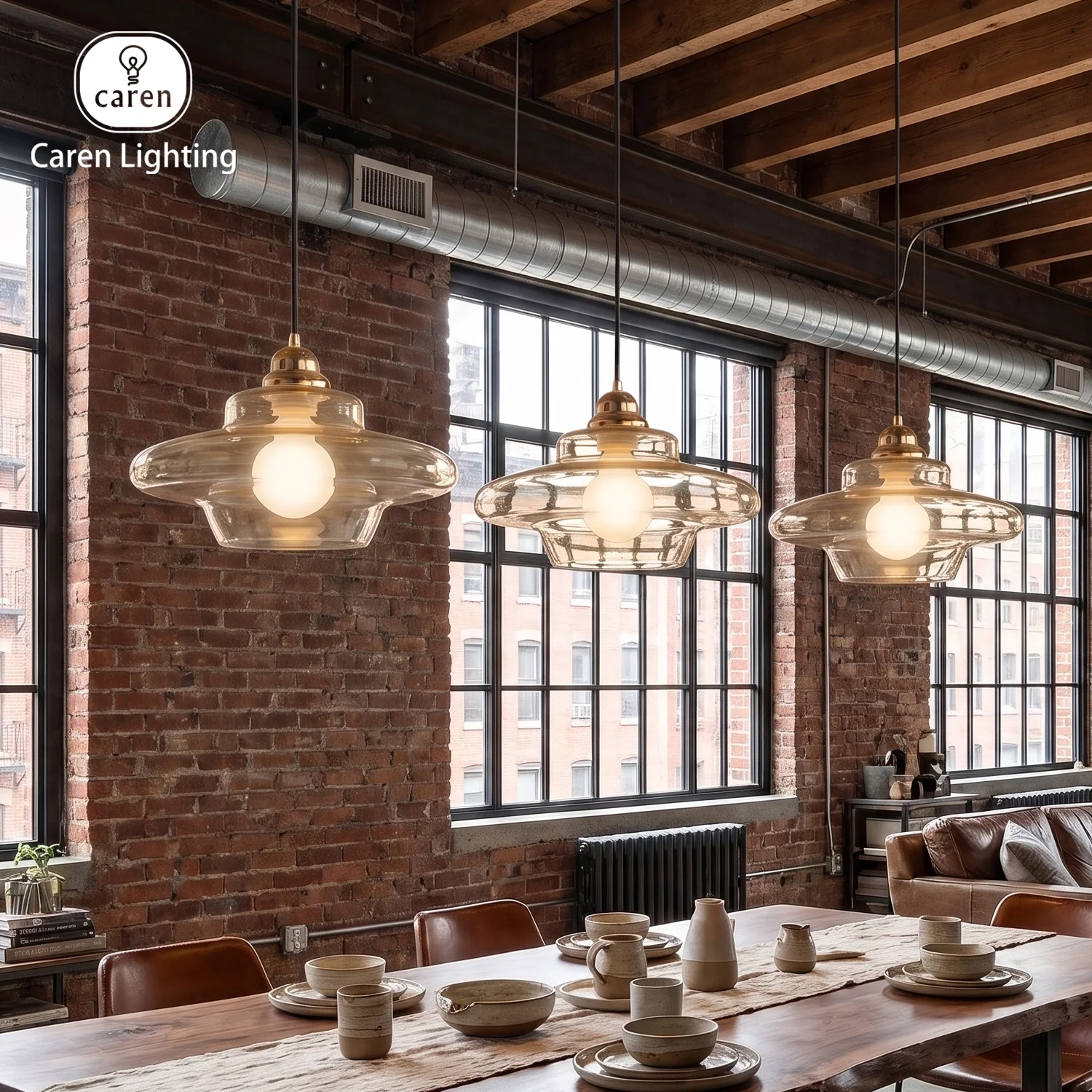 Caren Lighting Art deco Glass Cognac Pendant Light PH5 fusion Retro Lamp Charm Modern Elegance Minimalist Aesthetic Dining