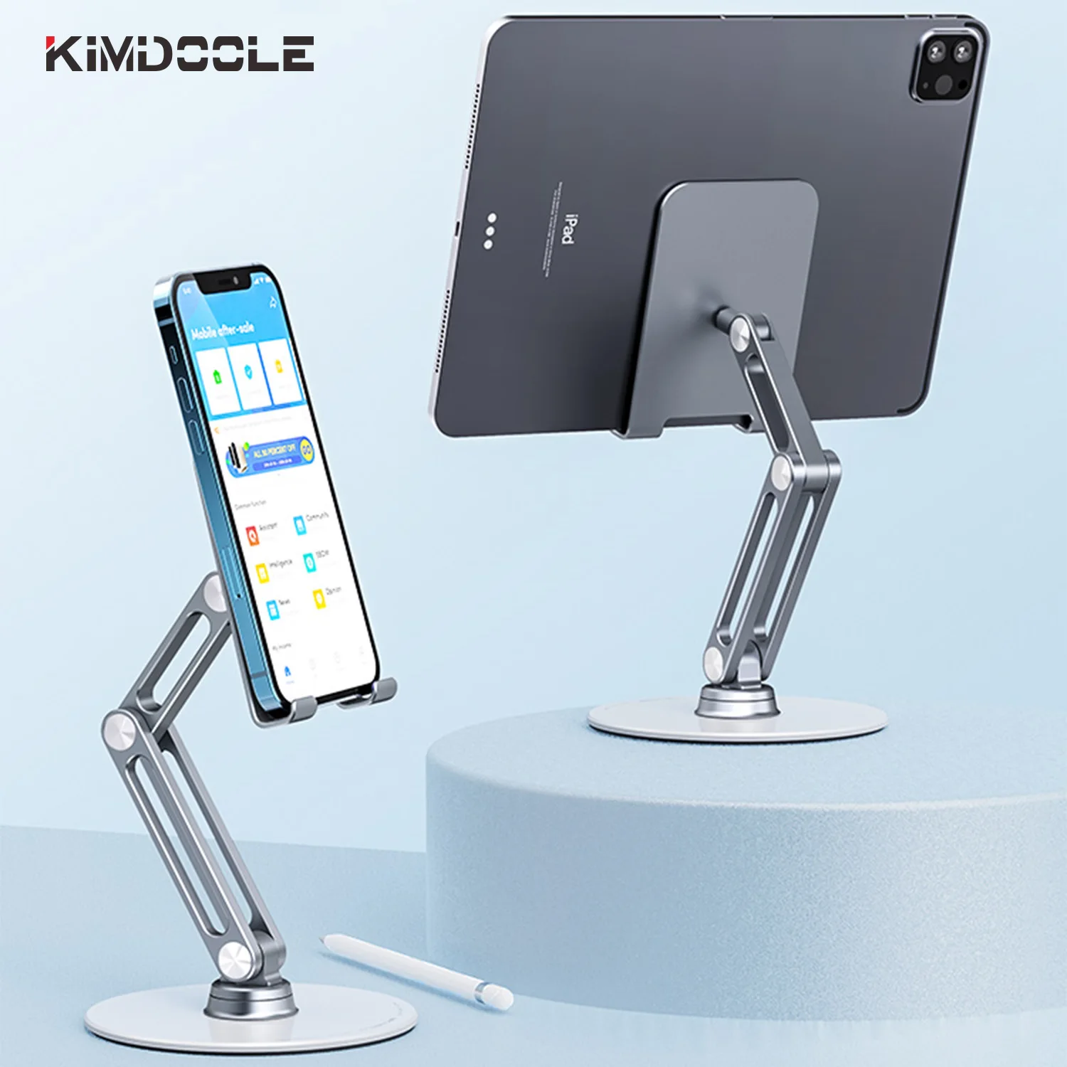 Kimdoole Metal 360° Rotating Tablet Holder Stand Use for Ipad Laptop Cellphone Smartphone Mobile Phones Telephone Reader