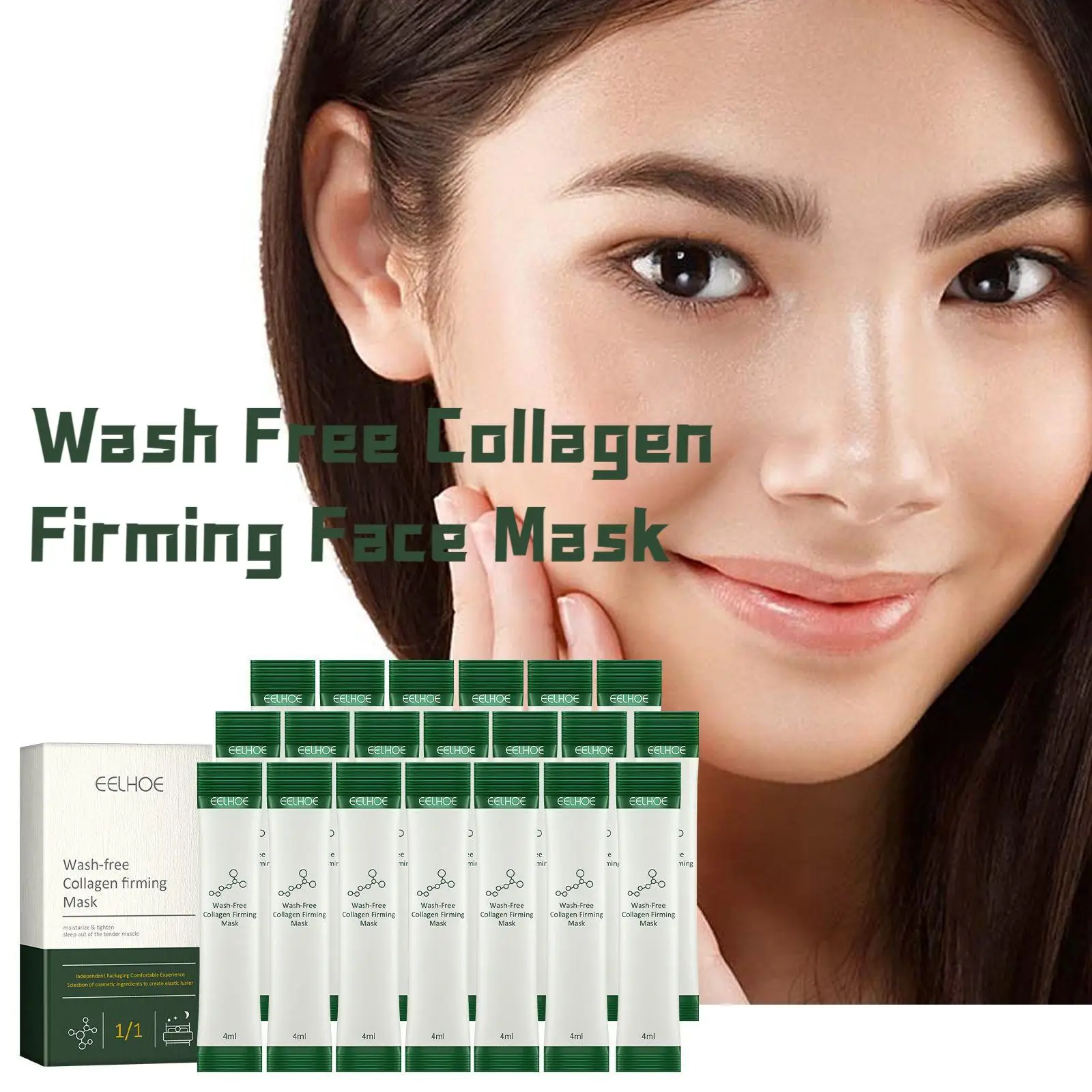 Eelhoe 20pcs Firming Face Mask Wash-Free Wrinkle Remover Lifting Tighten Skin Hydration Collagen Boost Nourishing Sleeping Mask