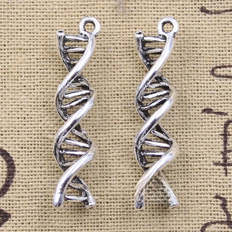10 sztuk Charms DNA kwas dezoksyrybonukleinowy 40x8x8mm antyczne srebro kolor wisiorki DIY dokonywanie ustalenia Handmade tybetański biżuteria — zdjęcie 2