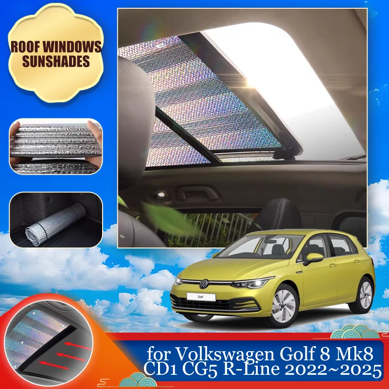 

Солнцезащитный козырек на крыше для Volkswagen Golf 8 Mk8 CD1 CG5 R-Line 2022 ~ 2025 Солнцезащитный козырек на крыше, занавеска, солнцезащитный козырек, аксессуары
