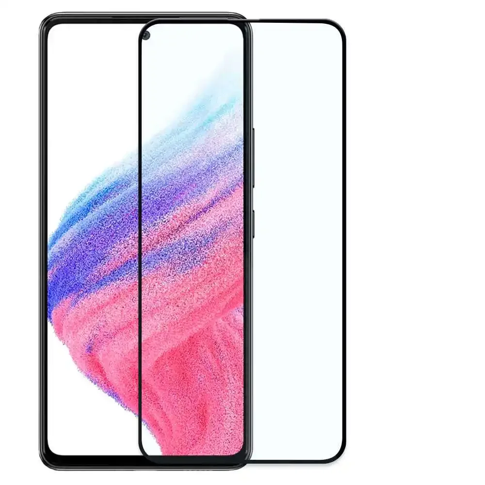 Protetor de tela de vidro temperado com borda redonda preta para samsung galaxy a53 5g/a52s 5g/a52