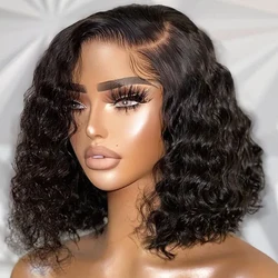 4x4 Curly Bob Wig Human Hair 13x4 Lace Frontal Wigs  Plucked Bleach Knots with Baby Brazilian Virgin Human Hair 180% Density