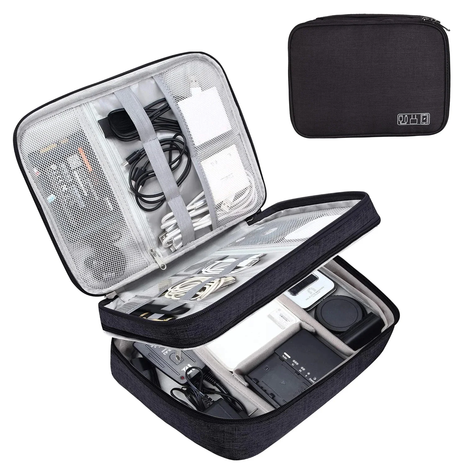 Draagbare reiskabel organizer case kabel opbergtas waterdichte digitale elektronische accessoires organizer voor USB-oplader plug - afbeelding 2