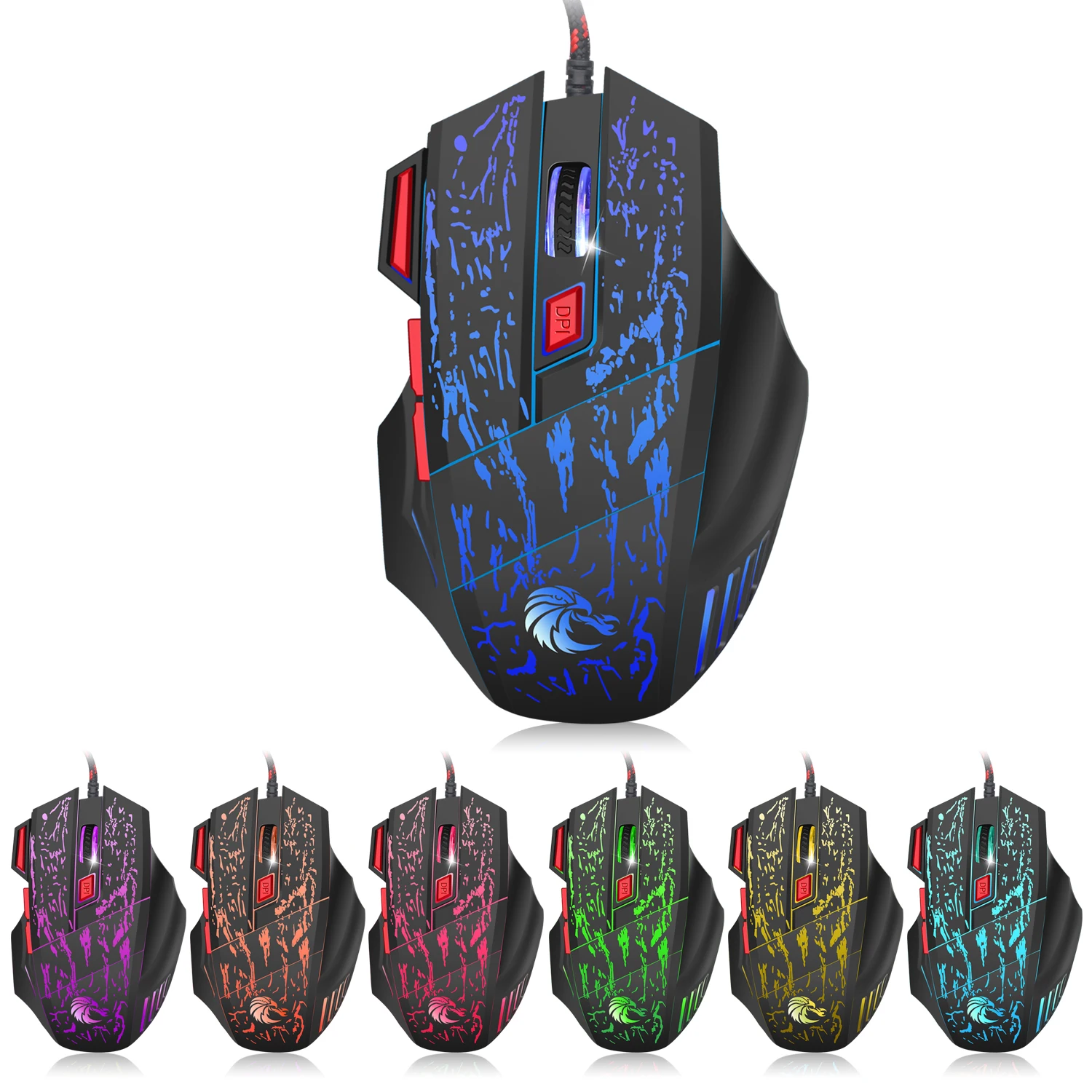 USB Wired Gaming Mouse 7 Buttons Backlit Gaming Mouse Office Mouse 7 Grade CPI Optical Mouse Ergonomic Mice for Laptop Desktop