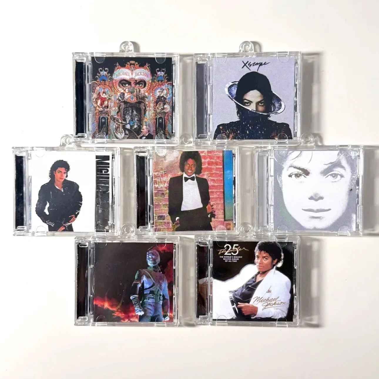 Classique Pop Michael Jackson MJ MINI musique CD NFC porte-clés jouer chanson Thriller Album mauvais pendentif Cosplay porte-clés collier acrylique