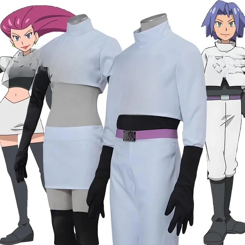 Anime Jessie en James Cosplay Kostuum Team Rocket Jessie Musashi James Kojirou Halloween Cosplay Kostuum Volledige Set Vrouwen Mannen - afbeelding 2