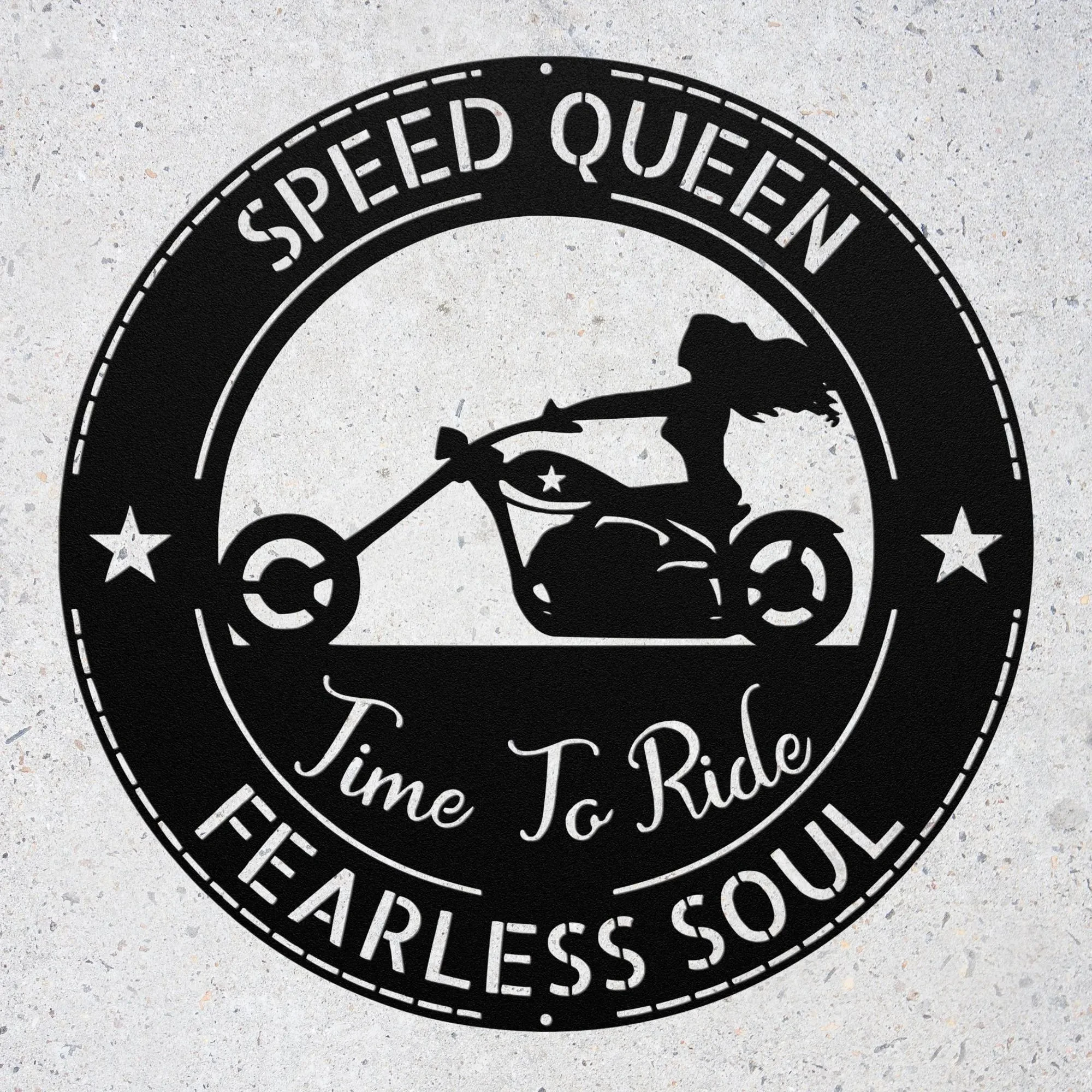Personalized Lady Biker Metal Wall Sign: Custom Name Motorcycle Decor Gift